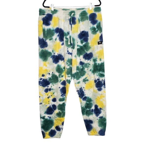 Vans Tie Dye Sweatpants Men's XXL Relaxed Fit Sweats Joggers Green Yellow Blue - Picture 1 of 10